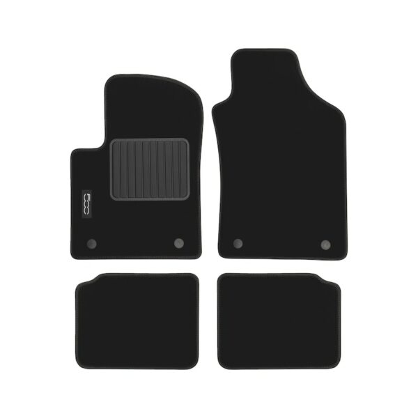 Kit 4 Tappetini Per Nuova Fiat 500 (dal 2015), Con Logo Ricamato