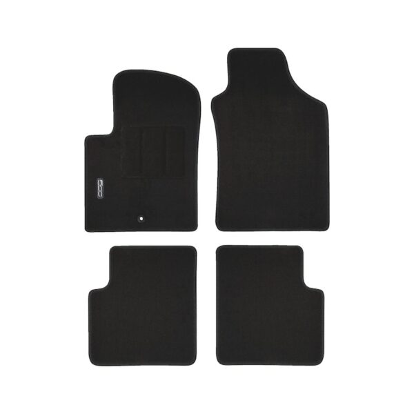 Kit 4 Tappetini Per Nuova Fiat 500 (2007-2012), Con Logo Ricamato